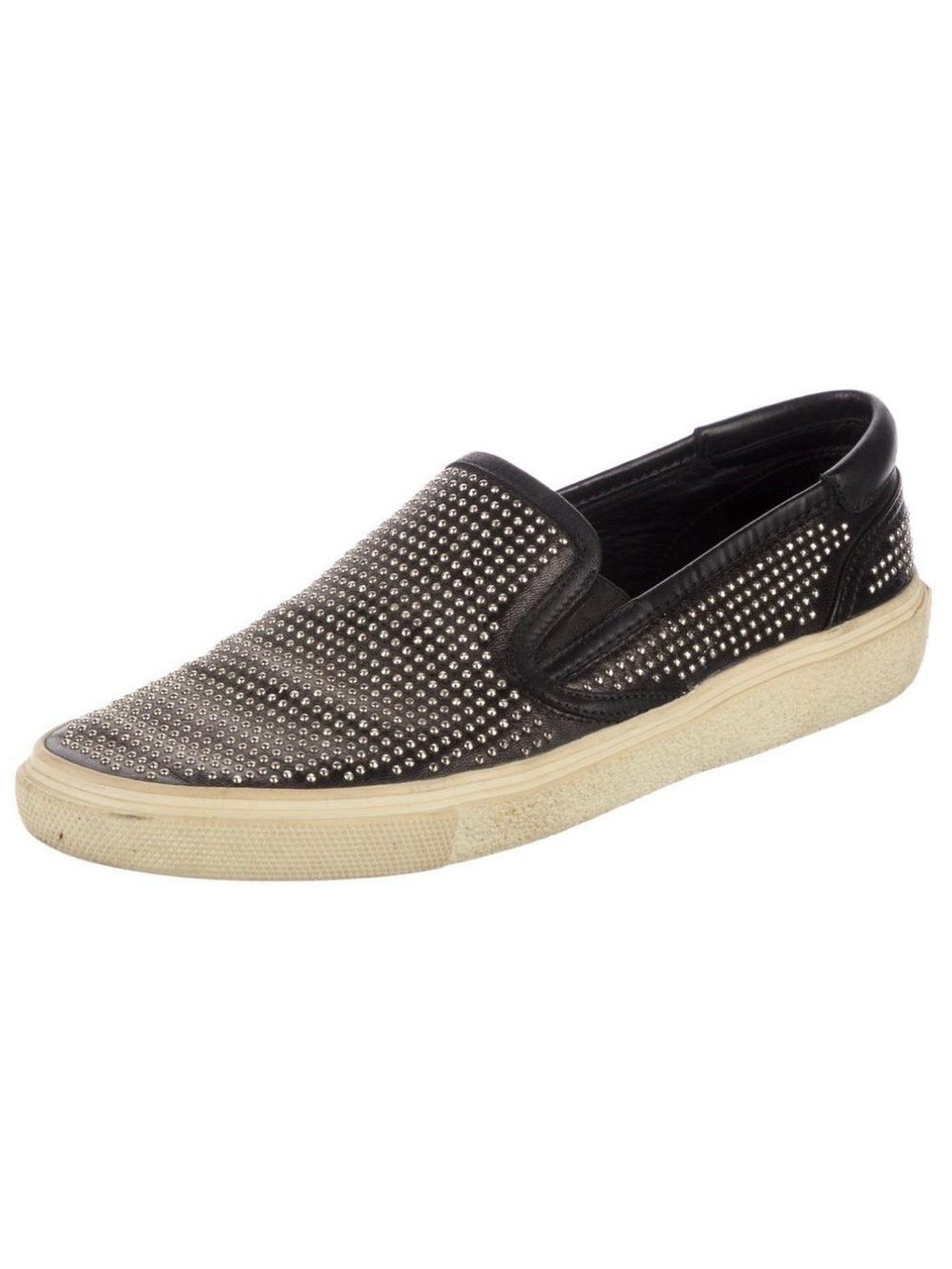 Saint Laurent Black Studded Slip-On Sneakers